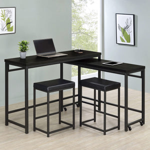 Juego de mesa multiusos de 4 piezas Hawes de altura de mostrador, color negro