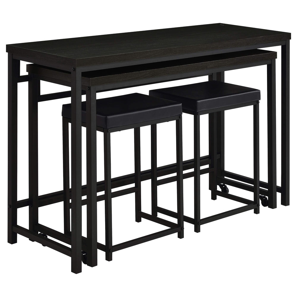 Juego de mesa multiusos de 4 piezas Hawes de altura de mostrador, color negro