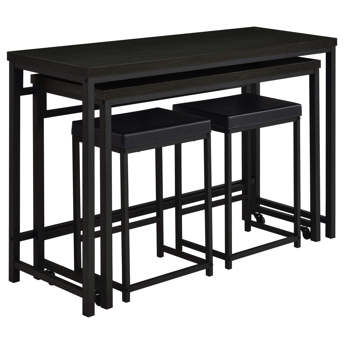 Juego de mesa multiusos de 4 piezas Hawes de altura de mostrador, color negro