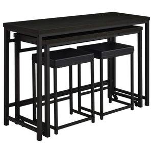 Juego de mesa multiusos de 4 piezas Hawes de altura de mostrador, color negro