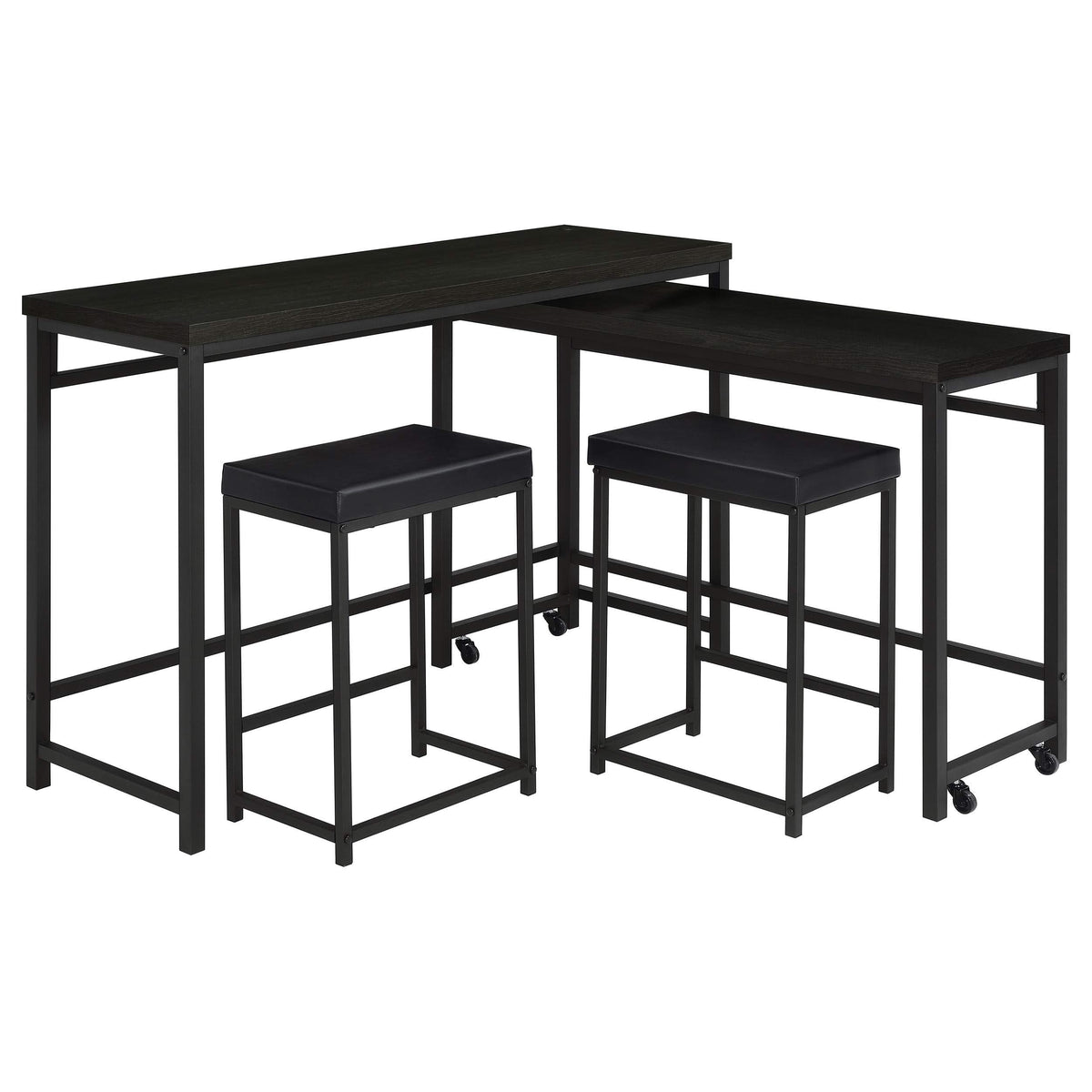 Juego de mesa multiusos de 4 piezas Hawes de altura de mostrador, color negro