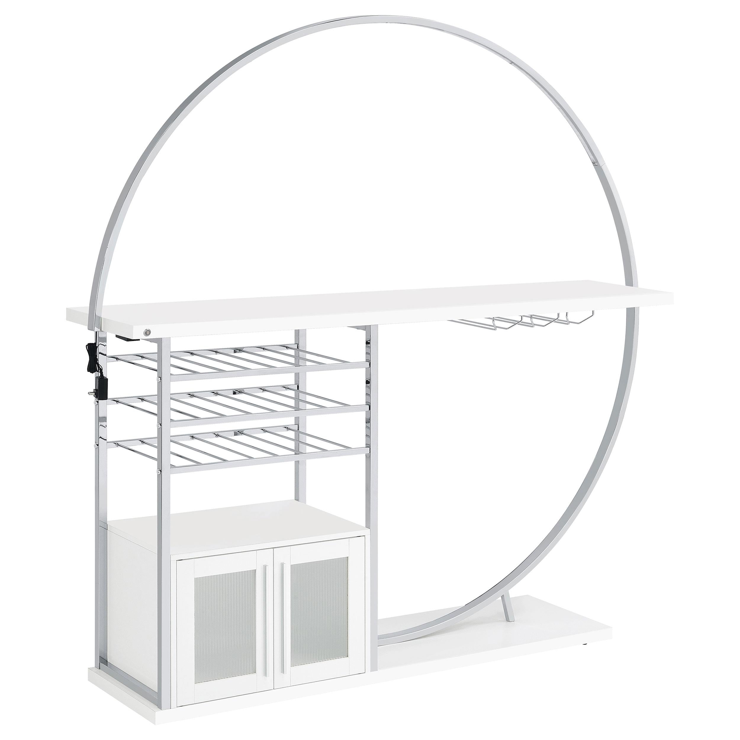 Risley 2-door Circular LED Home Bar Cabinet White High Gloss