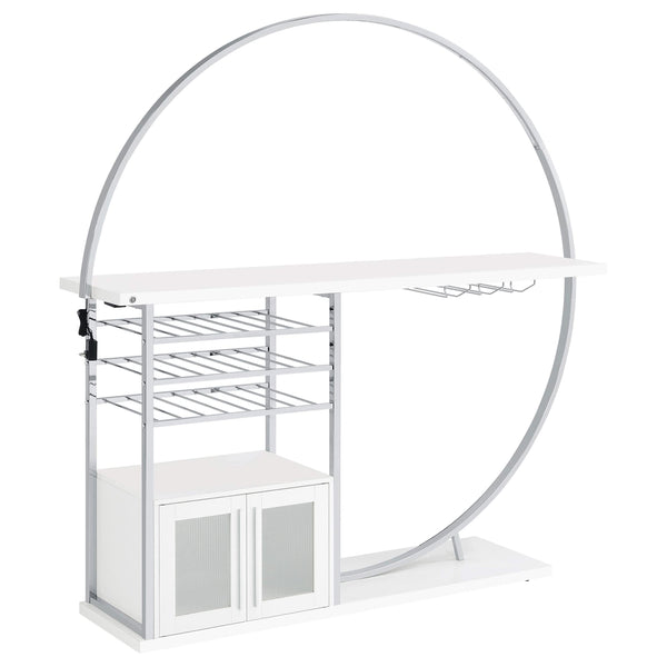 Mueble bar circular LED de 2 puertas Risley, blanco de alto brillo