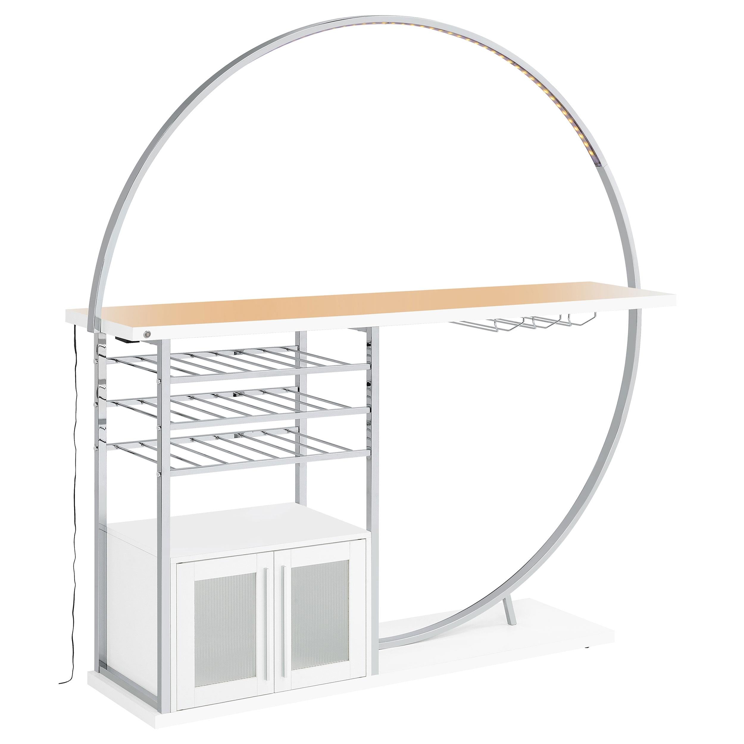 Risley 2-door Circular LED Home Bar Cabinet White High Gloss