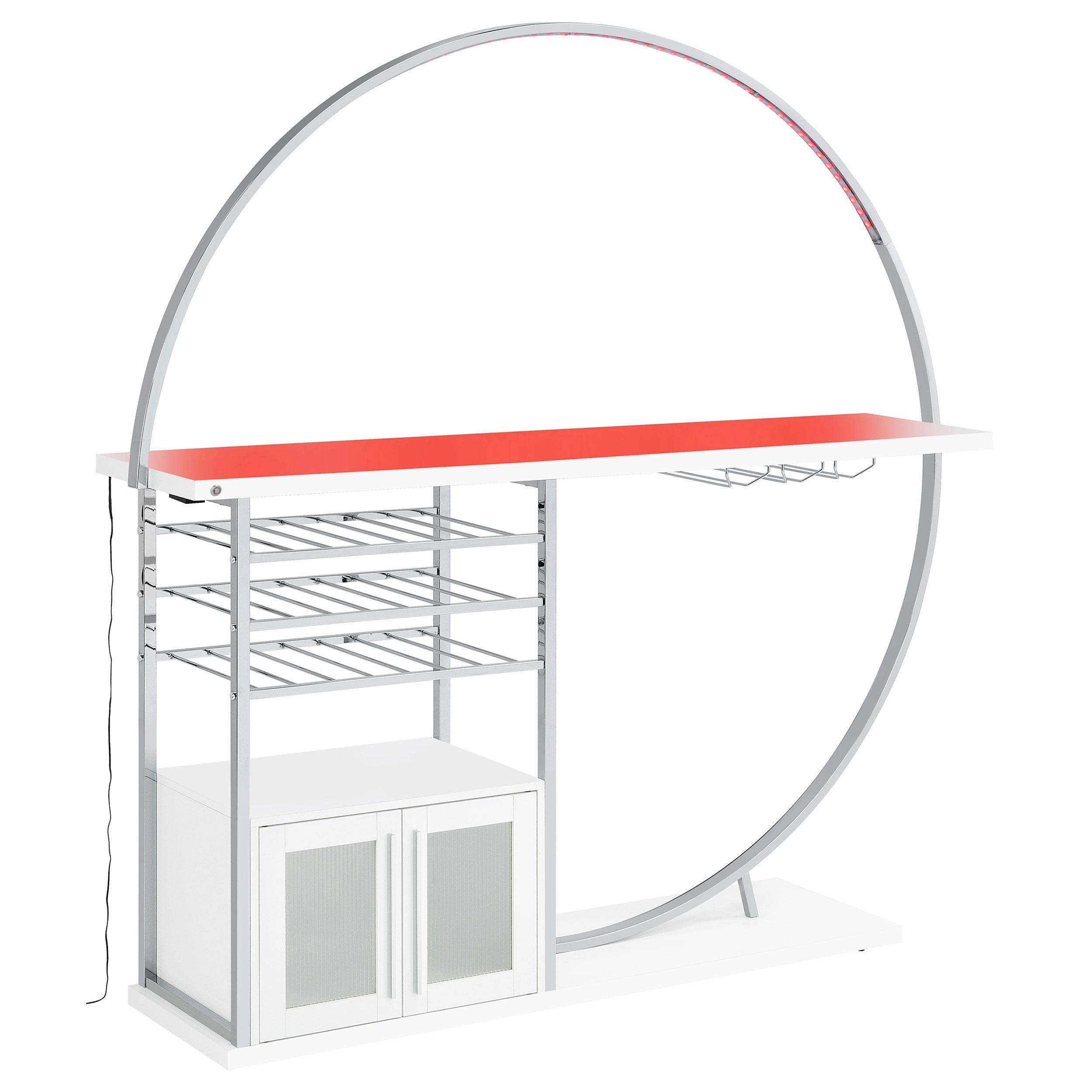 Risley 2-door Circular LED Home Bar Cabinet White High Gloss