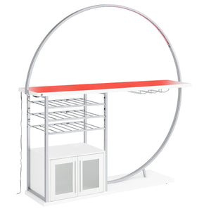 Mueble bar circular LED de 2 puertas Risley, blanco de alto brillo