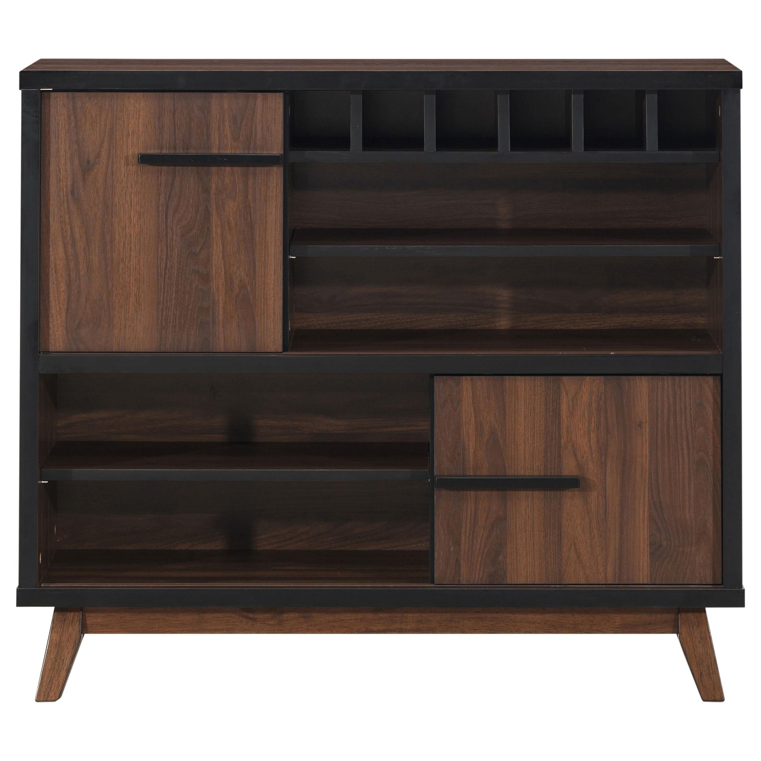 Ezekiel 2-door Home Bar Wine Storage Cabinet Walnut
