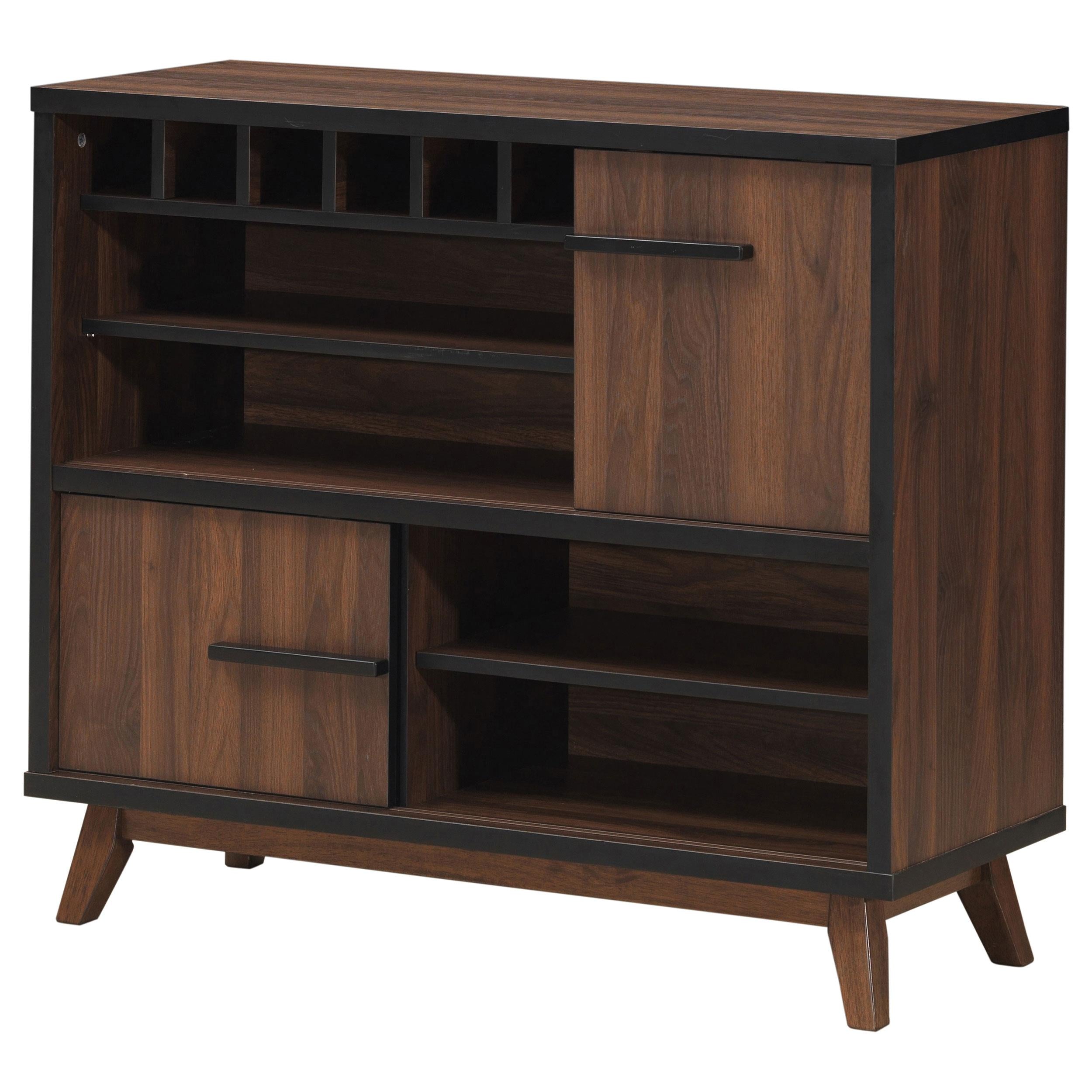 Ezekiel 2-door Home Bar Wine Storage Cabinet Walnut