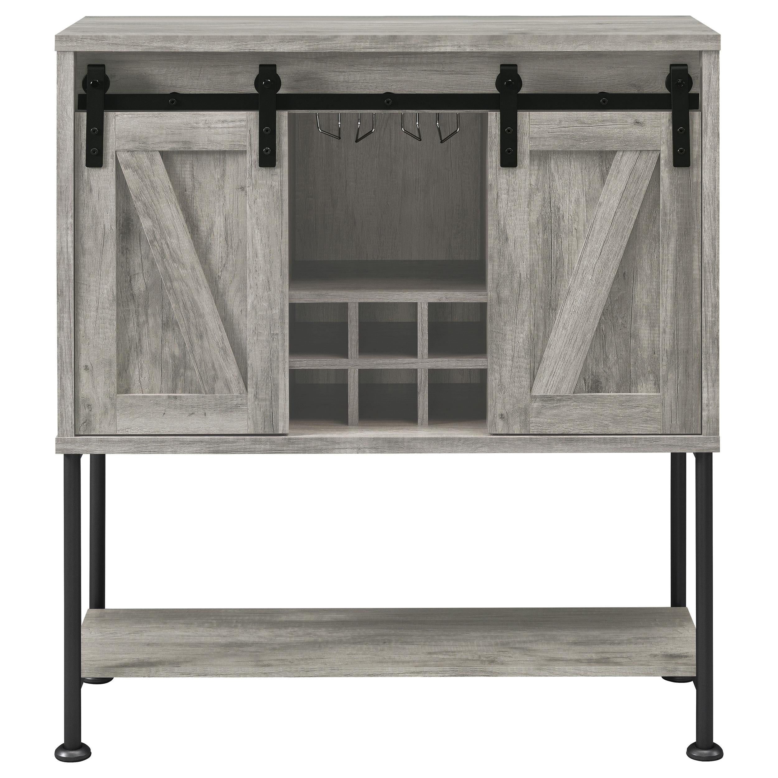 Claremont Sliding Door Home Bar Wine Cabinet Grey Driftwood