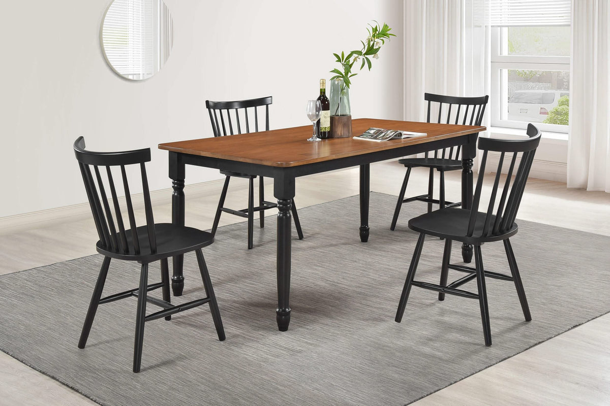 Juego de comedor rectangular de 5 piezas Hollyoak en nogal y negro