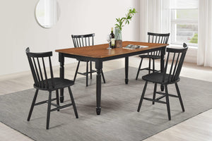 Juego de comedor rectangular de 5 piezas Hollyoak en nogal y negro