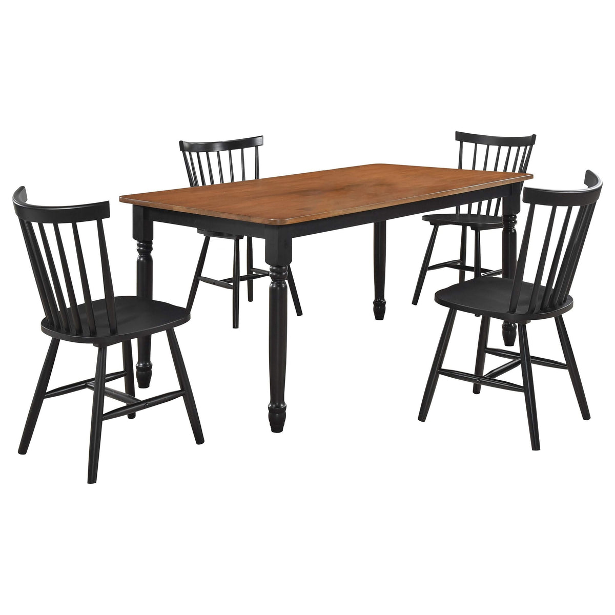 Juego de comedor rectangular de 5 piezas Hollyoak en nogal y negro