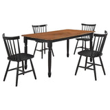 Juego de comedor rectangular de 5 piezas Hollyoak en nogal y negro