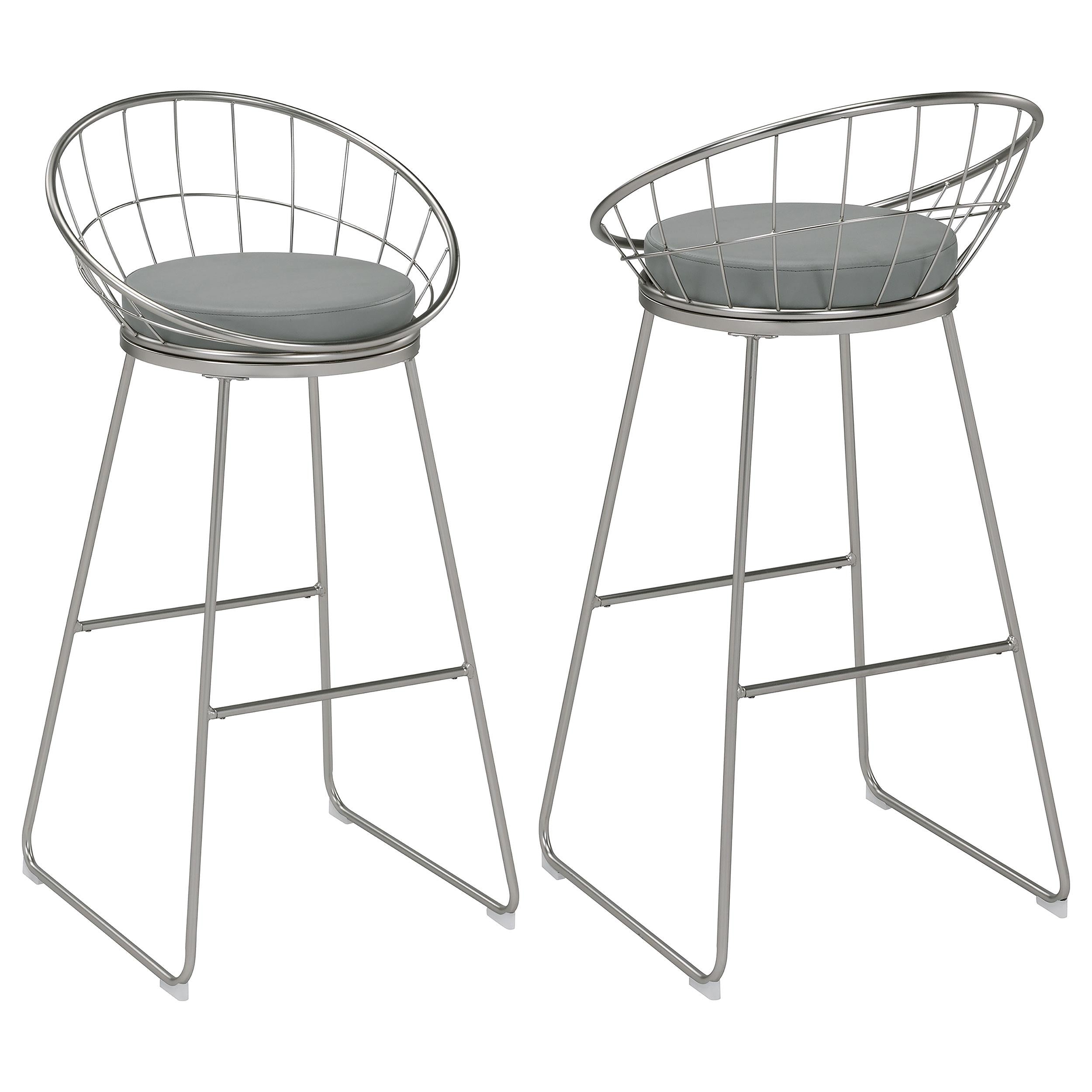 Glenbrook Faux Leather Bar Stool Satin Nickel (Set of 2)