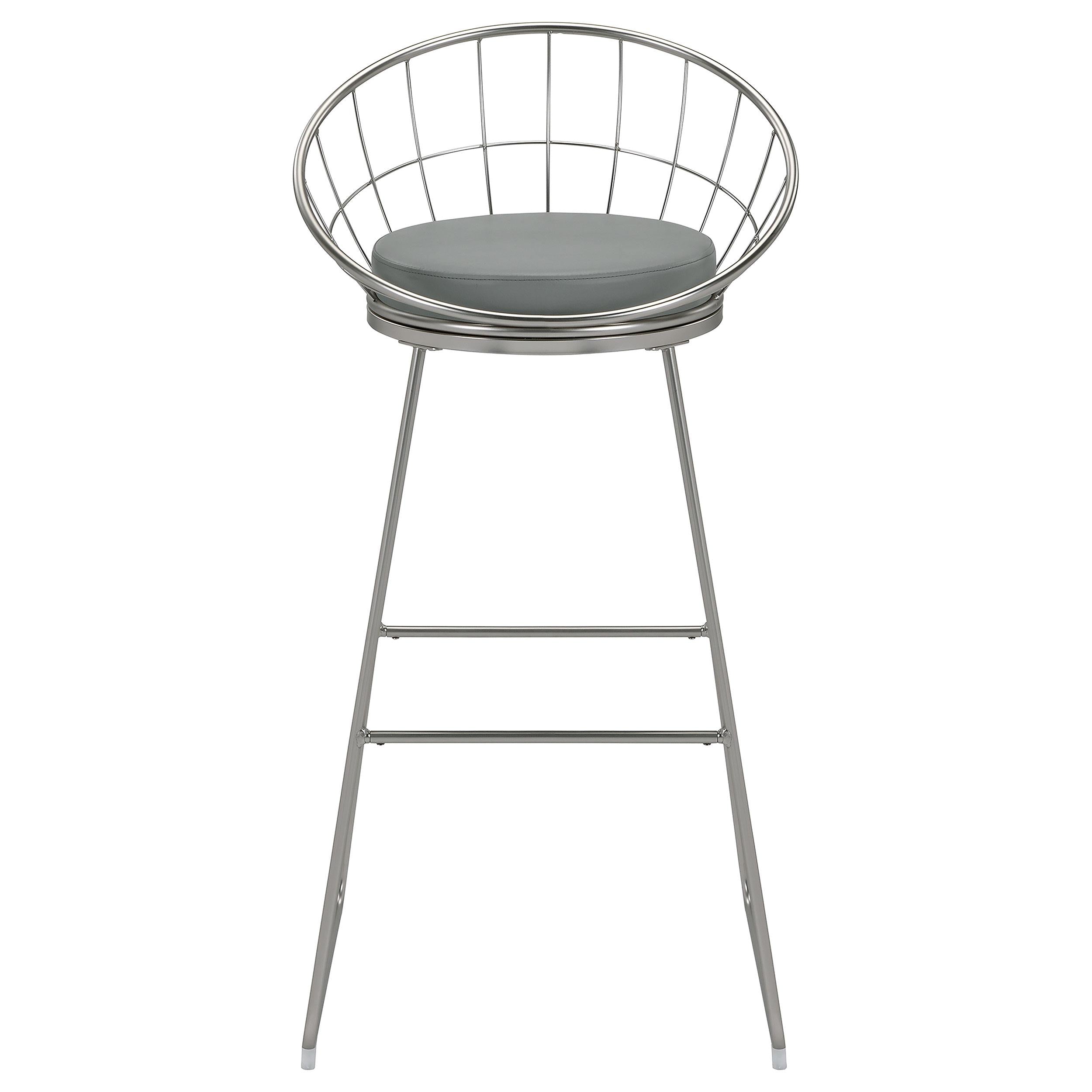 Glenbrook Faux Leather Bar Stool Satin Nickel (Set of 2)