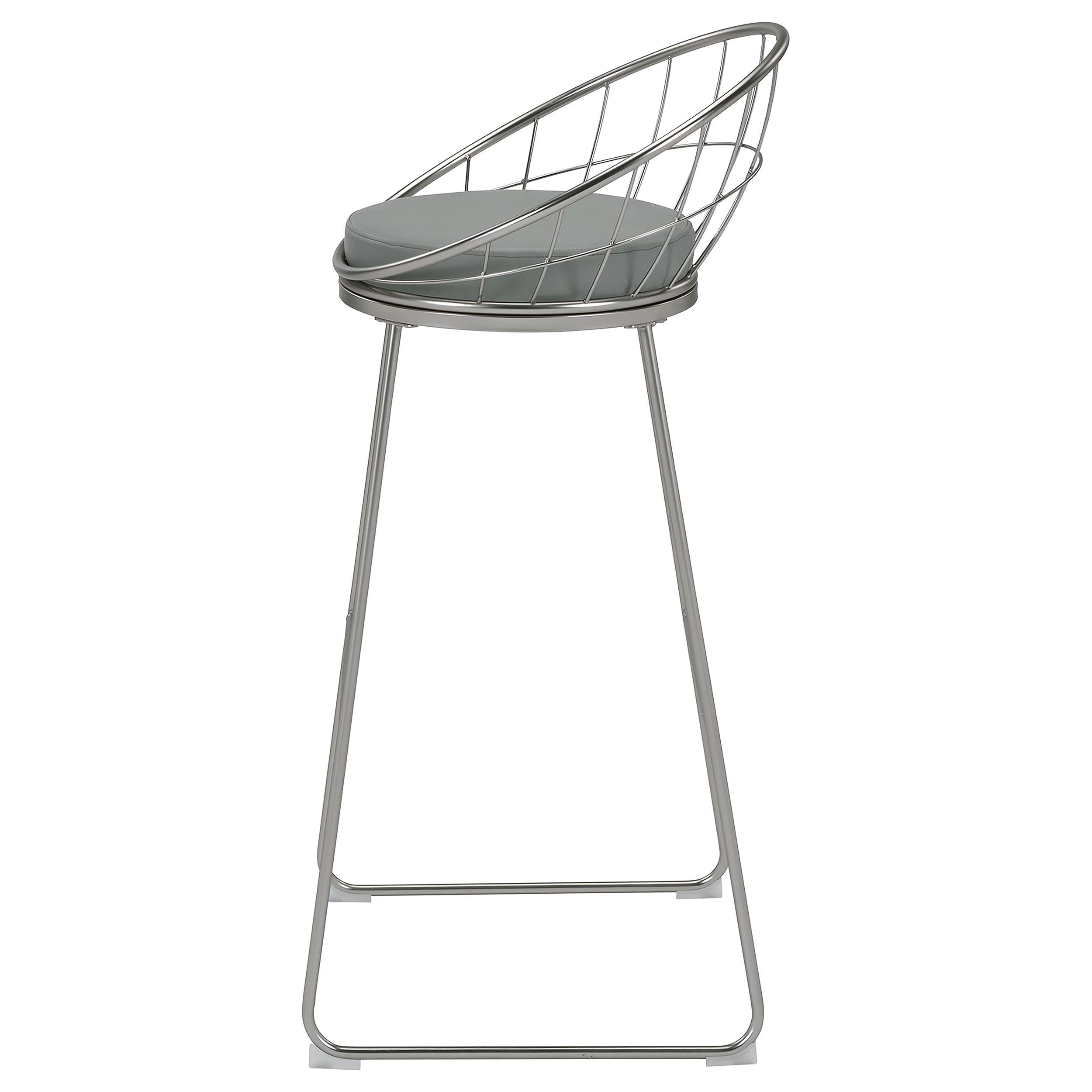 Glenbrook Faux Leather Bar Stool Satin Nickel (Set of 2)