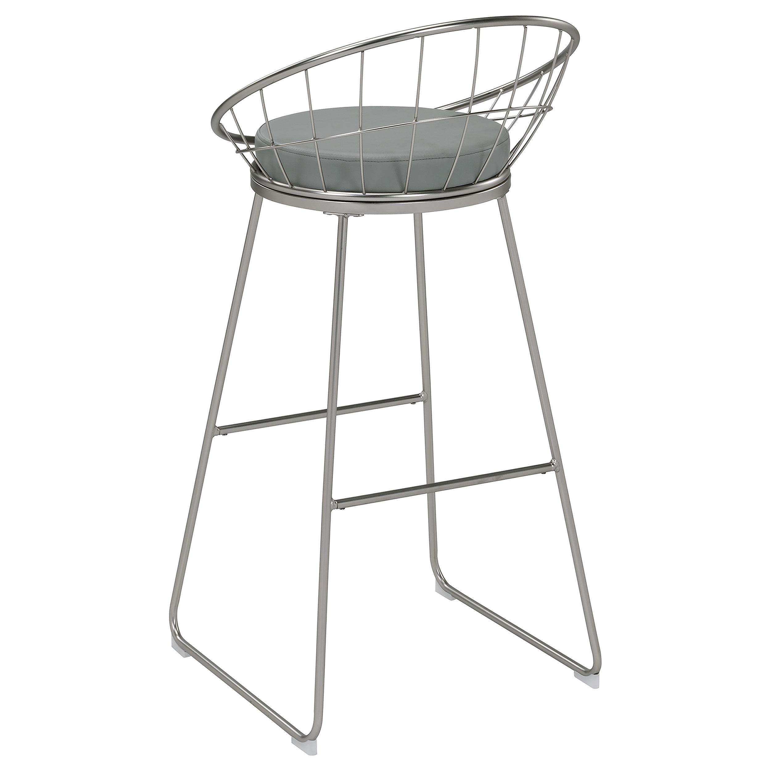 Glenbrook Faux Leather Bar Stool Satin Nickel (Set of 2)