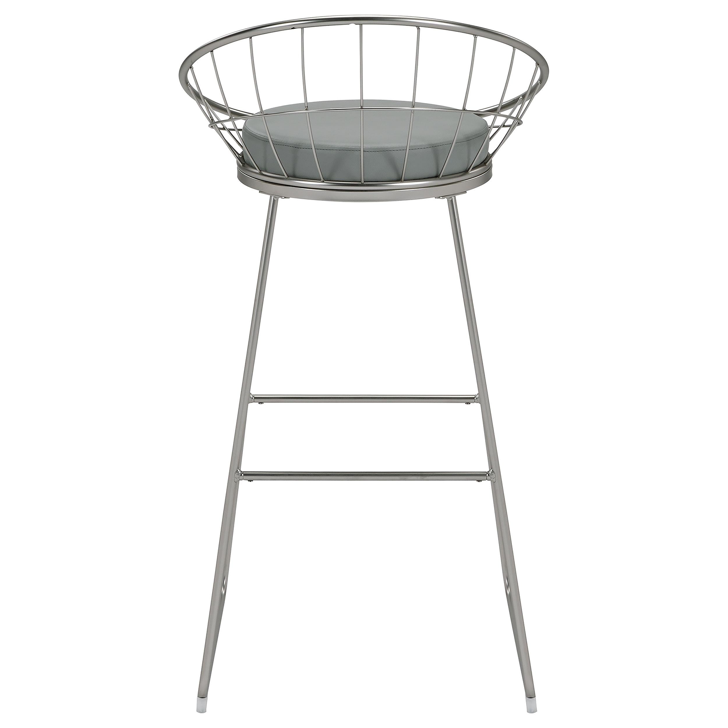 Glenbrook Faux Leather Bar Stool Satin Nickel (Set of 2)