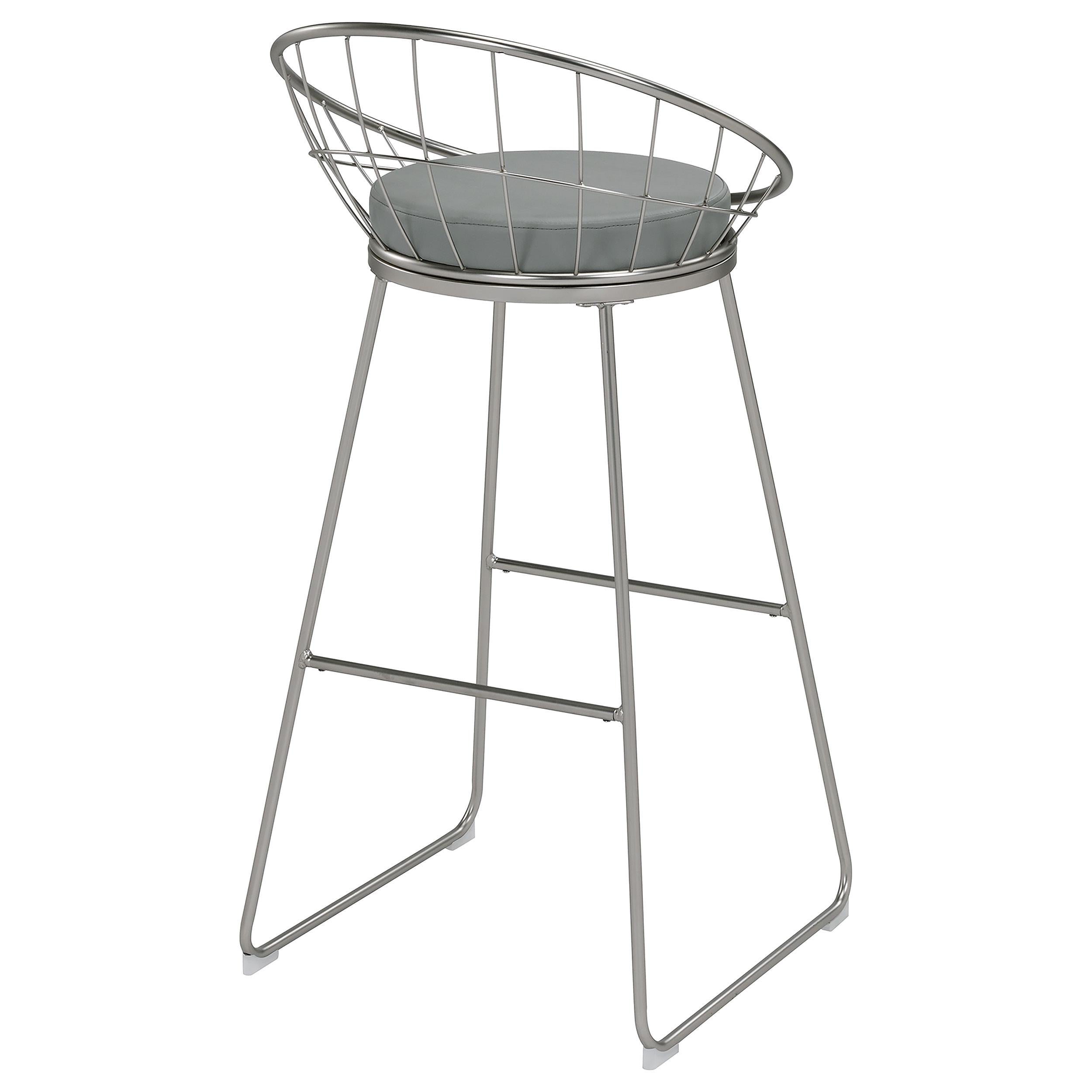 Glenbrook Faux Leather Bar Stool Satin Nickel (Set of 2)