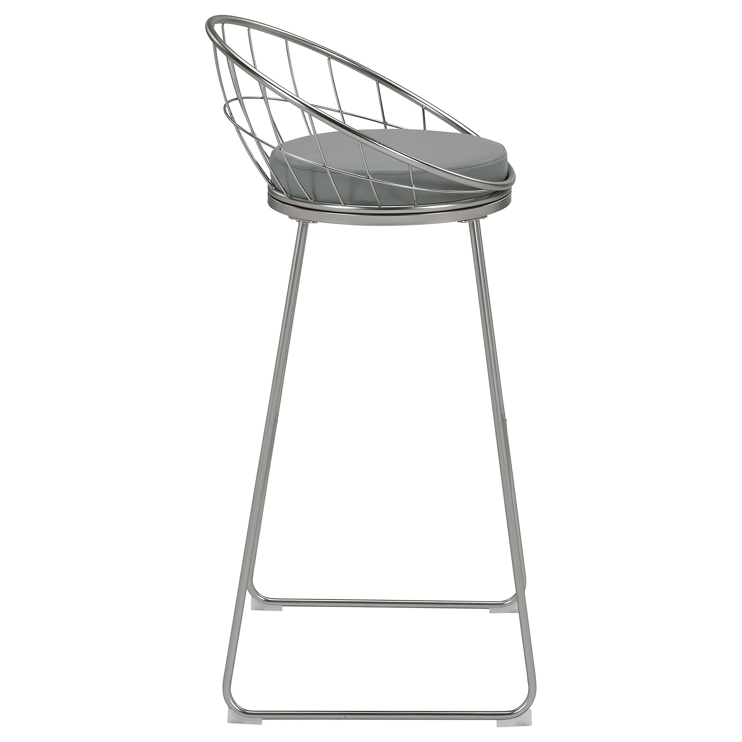 Glenbrook Faux Leather Bar Stool Satin Nickel (Set of 2)