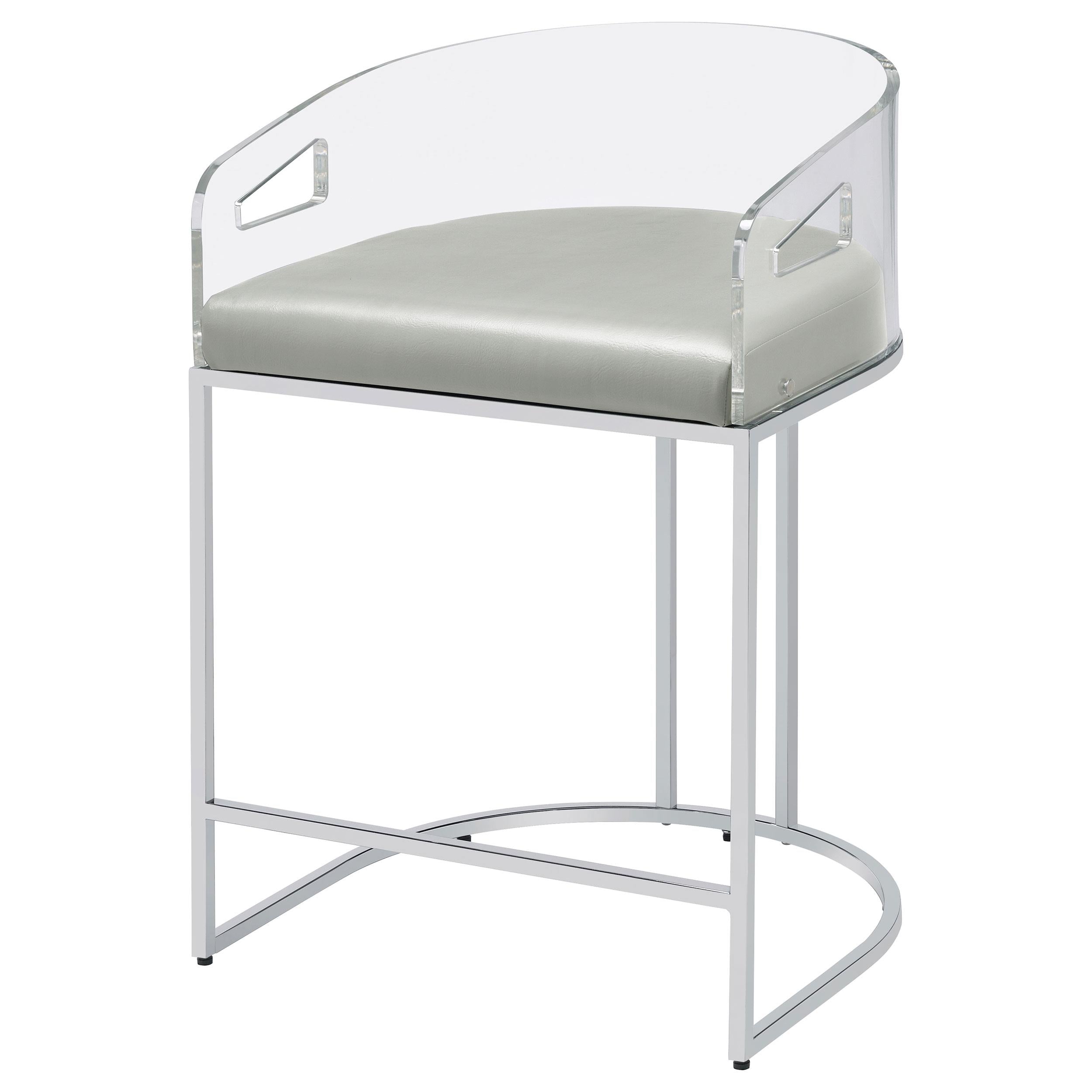 Thermosolis Clear Acrylic Counter Chair Chrome (Set of 2)