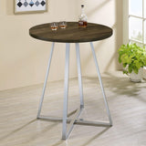 Mesa de bar de bistró redonda Burkhart de 35 pulgadas de altura, de roble marrón