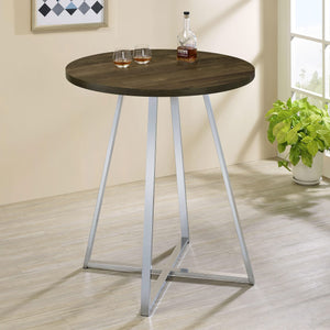 Mesa de bar de bistró redonda Burkhart de 35 pulgadas de altura, de roble marrón