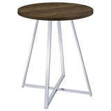 Mesa de bar de bistró redonda Burkhart de 35 pulgadas de altura, de roble marrón