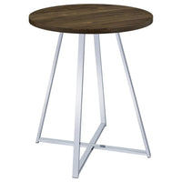 Mesa de bar de bistró redonda Burkhart de 35 pulgadas de altura, de roble marrón