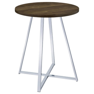 Mesa de bar de bistró redonda Burkhart de 35 pulgadas de altura, de roble marrón