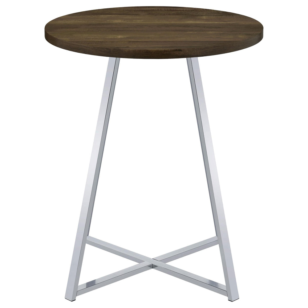 Mesa de bar de bistró redonda Burkhart de 35 pulgadas de altura, de roble marrón