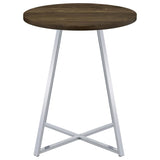 Mesa de bar de bistró redonda Burkhart de 35 pulgadas de altura, de roble marrón