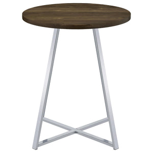Mesa de bar de bistró redonda Burkhart de 35 pulgadas de altura, de roble marrón