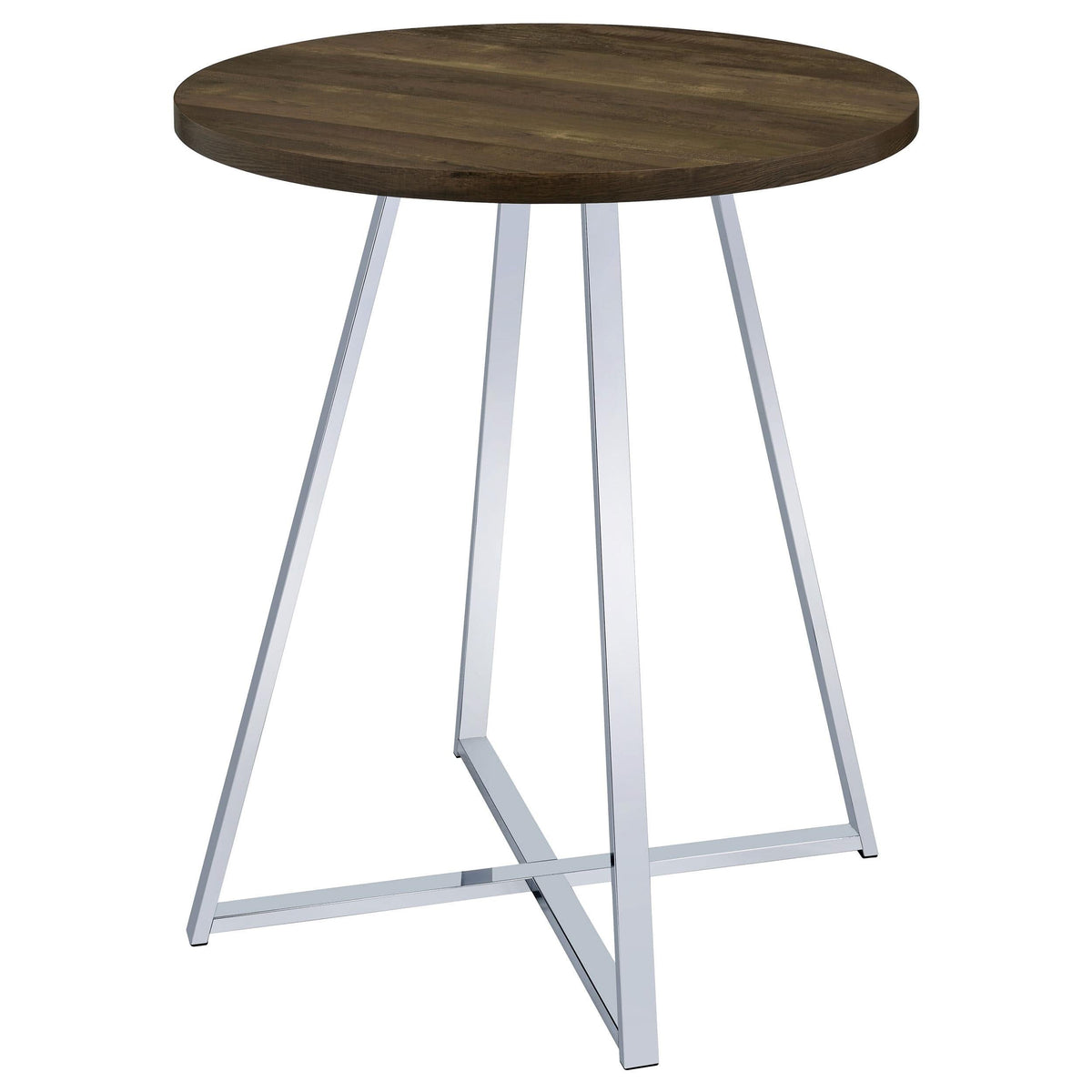 Mesa de bar de bistró redonda Burkhart de 35 pulgadas de altura, de roble marrón