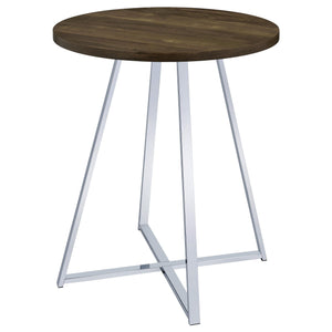 Mesa de bar de bistró redonda Burkhart de 35 pulgadas de altura, de roble marrón