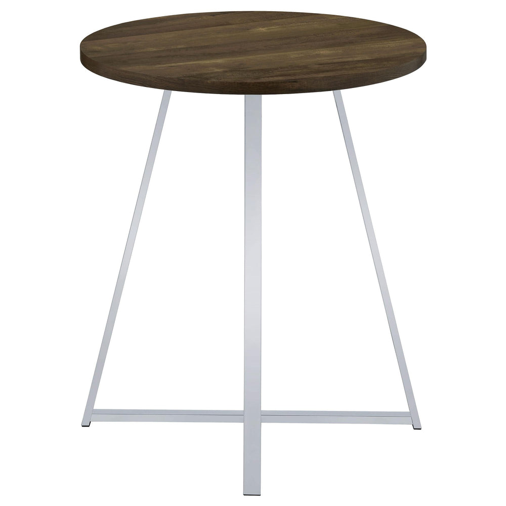 Mesa de bar de bistró redonda Burkhart de 35 pulgadas de altura, de roble marrón