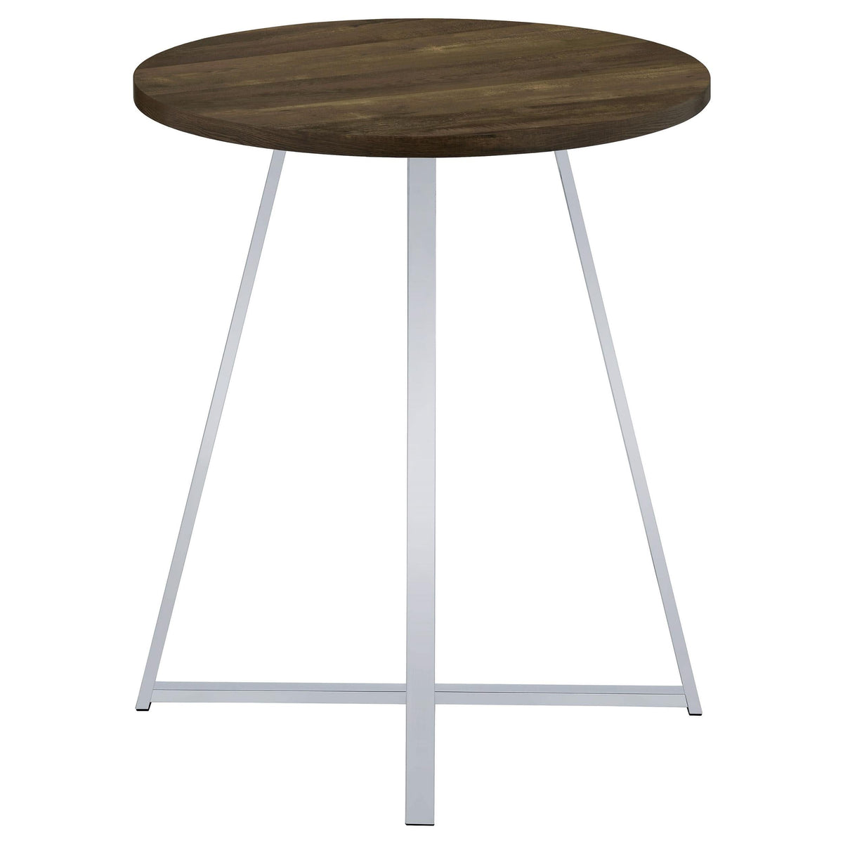 Mesa de bar de bistró redonda Burkhart de 35 pulgadas de altura, de roble marrón