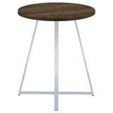 Mesa de bar de bistró redonda Burkhart de 35 pulgadas de altura, de roble marrón