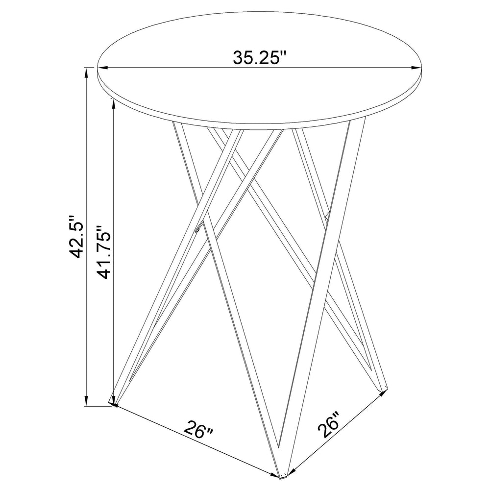 Mesa de bar bistró redonda Bexter de 35 pulgadas con imitación de mármol, cromada