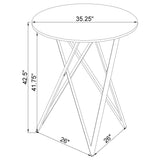 Mesa de bar bistró redonda Bexter de 35 pulgadas con imitación de mármol, cromada