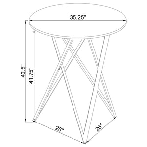 Mesa de bar bistró redonda Bexter de 35 pulgadas con imitación de mármol, cromada
