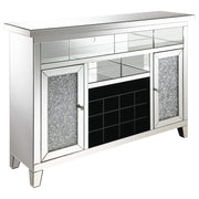 Vitrina bar para vinos Melinda de 2 puertas con espejo LED y color plateado