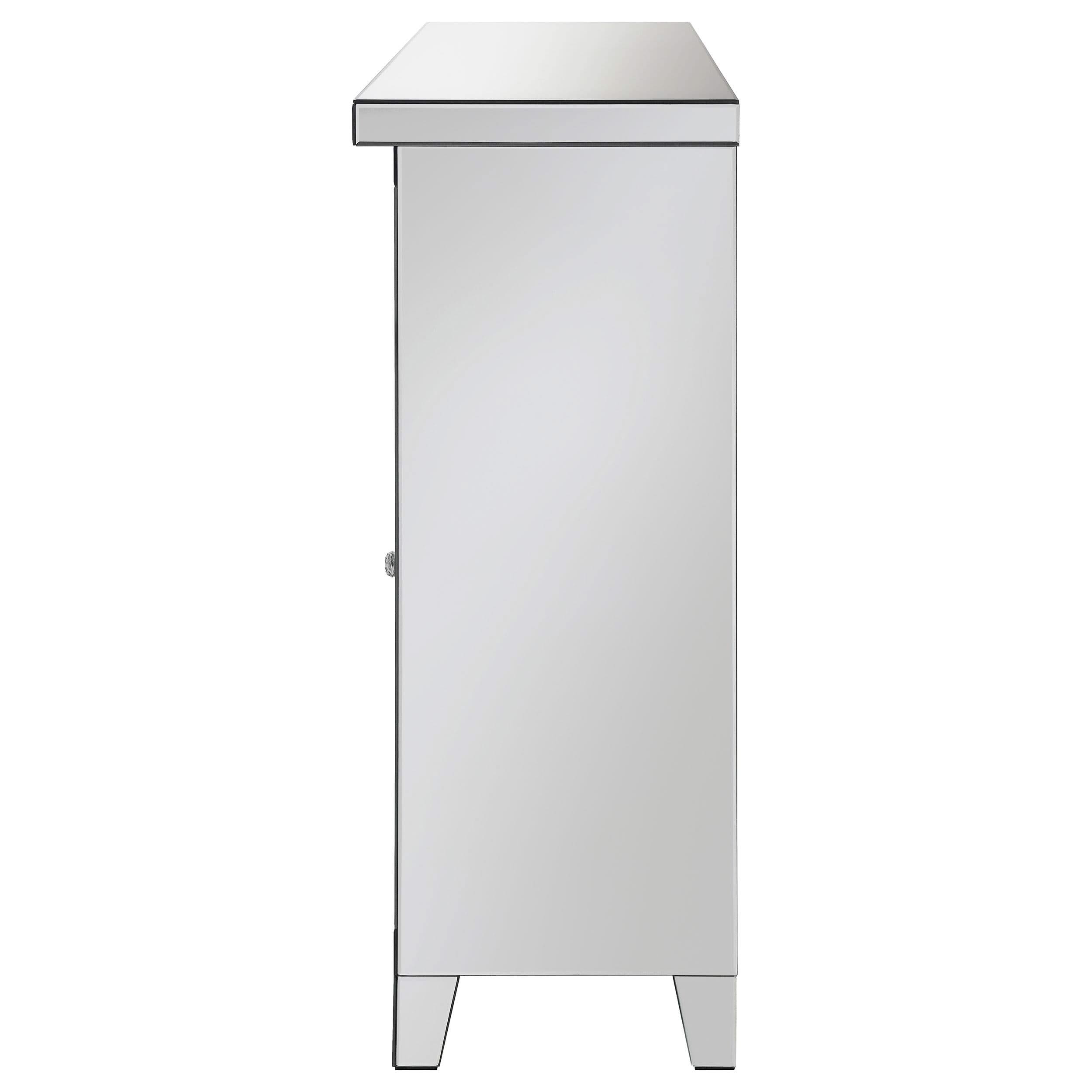 Vitrina bar para vinos Melinda de 2 puertas con espejo LED y color plateado