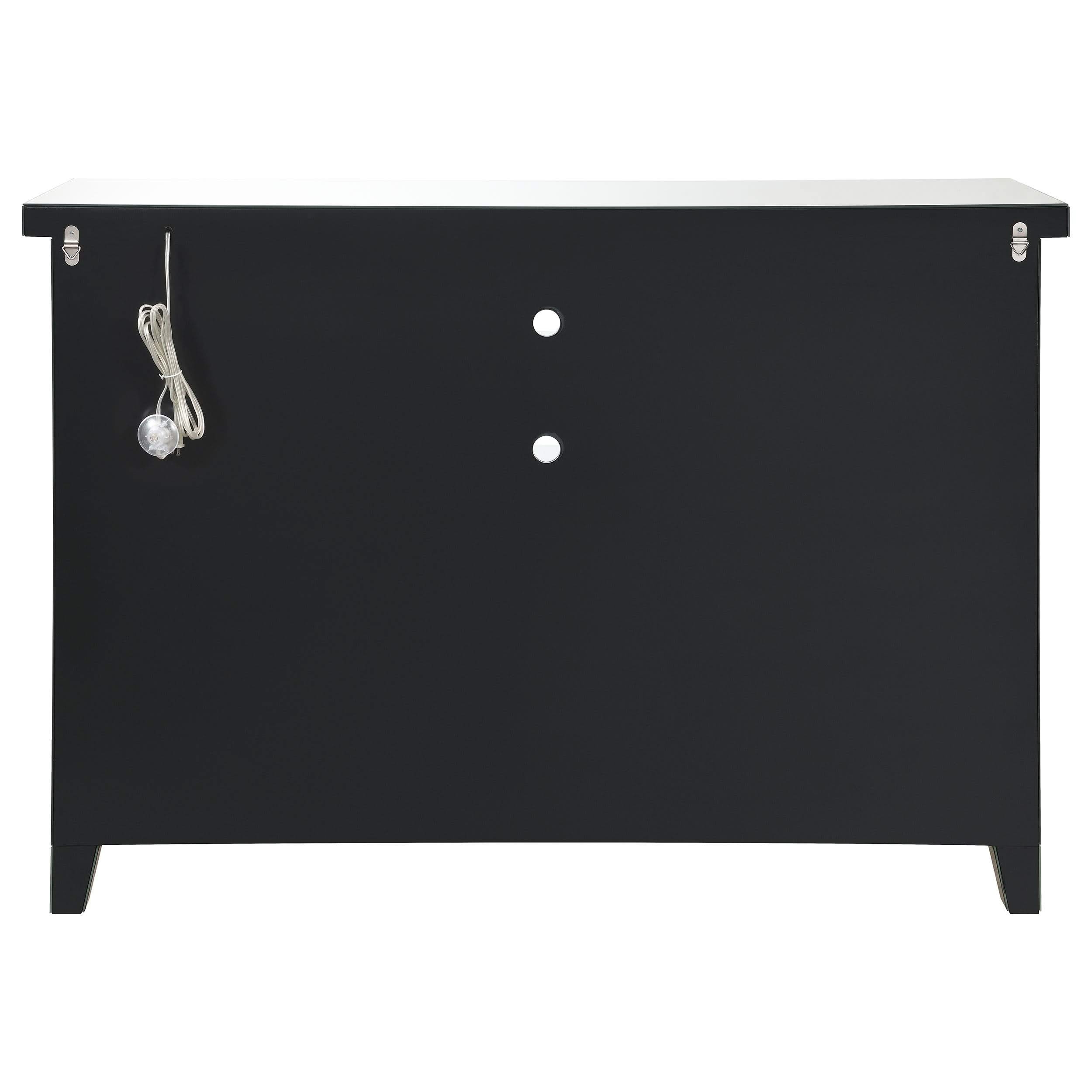 Vitrina bar para vinos Melinda de 2 puertas con espejo LED y color plateado