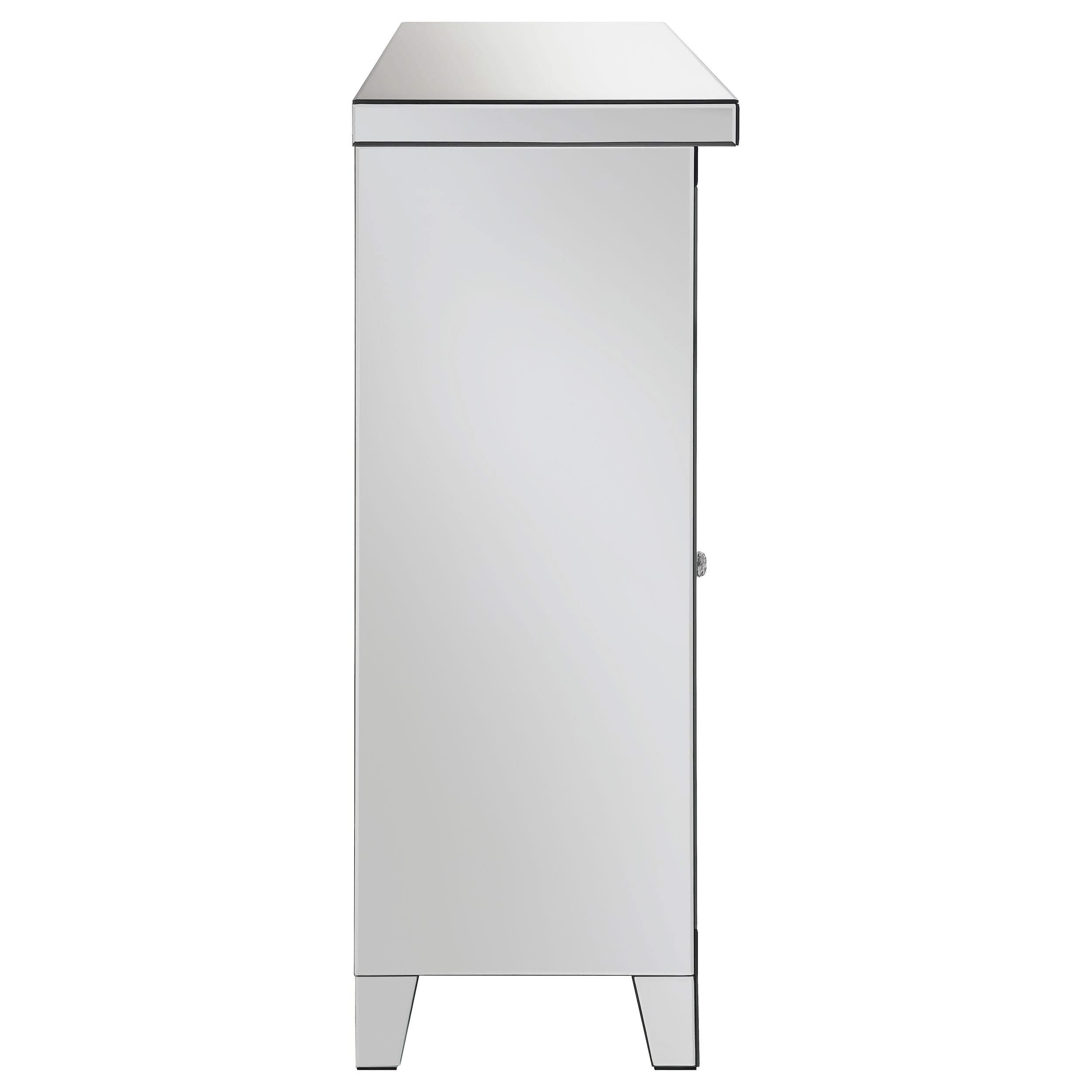 Vitrina bar para vinos Melinda de 2 puertas con espejo LED y color plateado