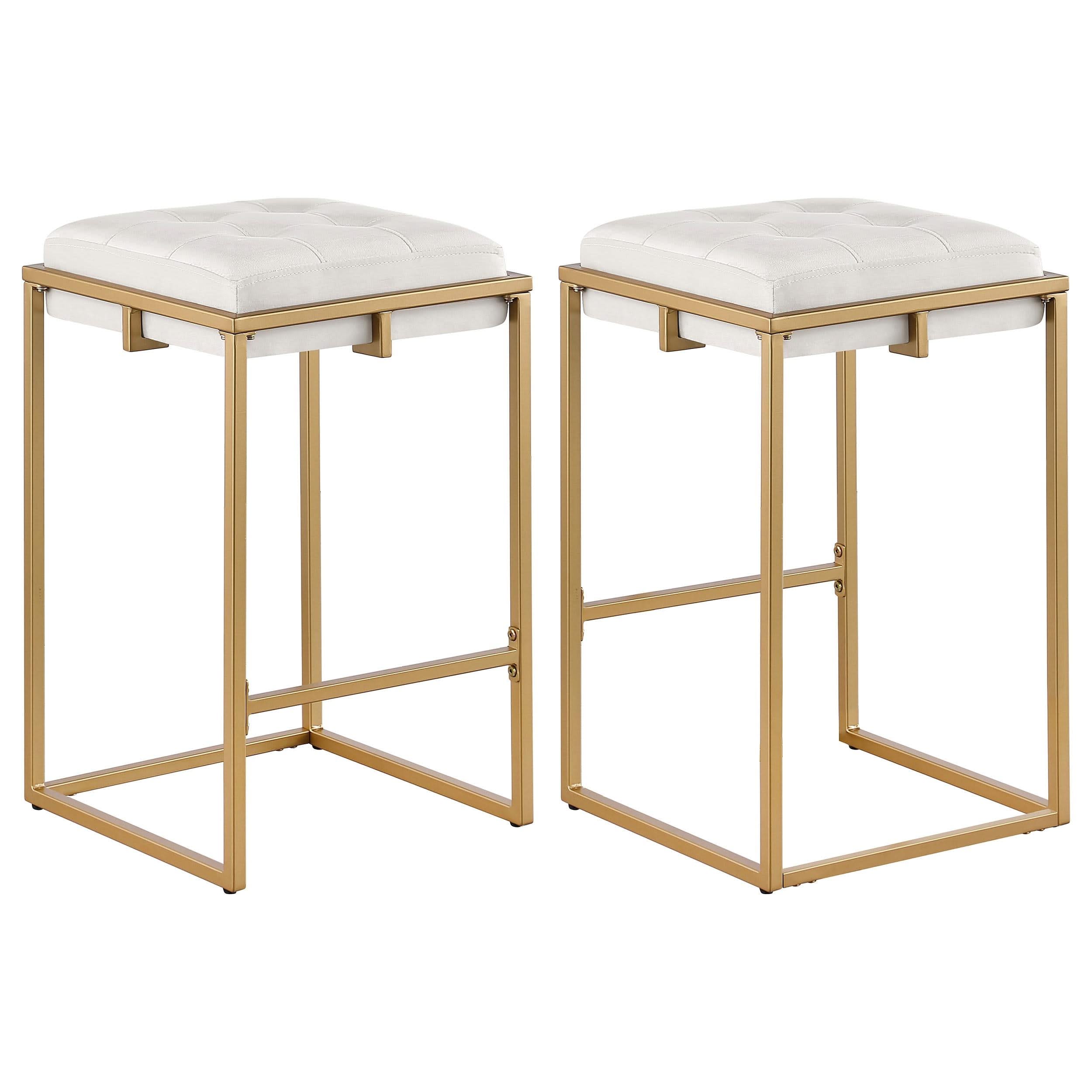Taburete de bar Nadia tapizado sin respaldo beige (juego de 2)