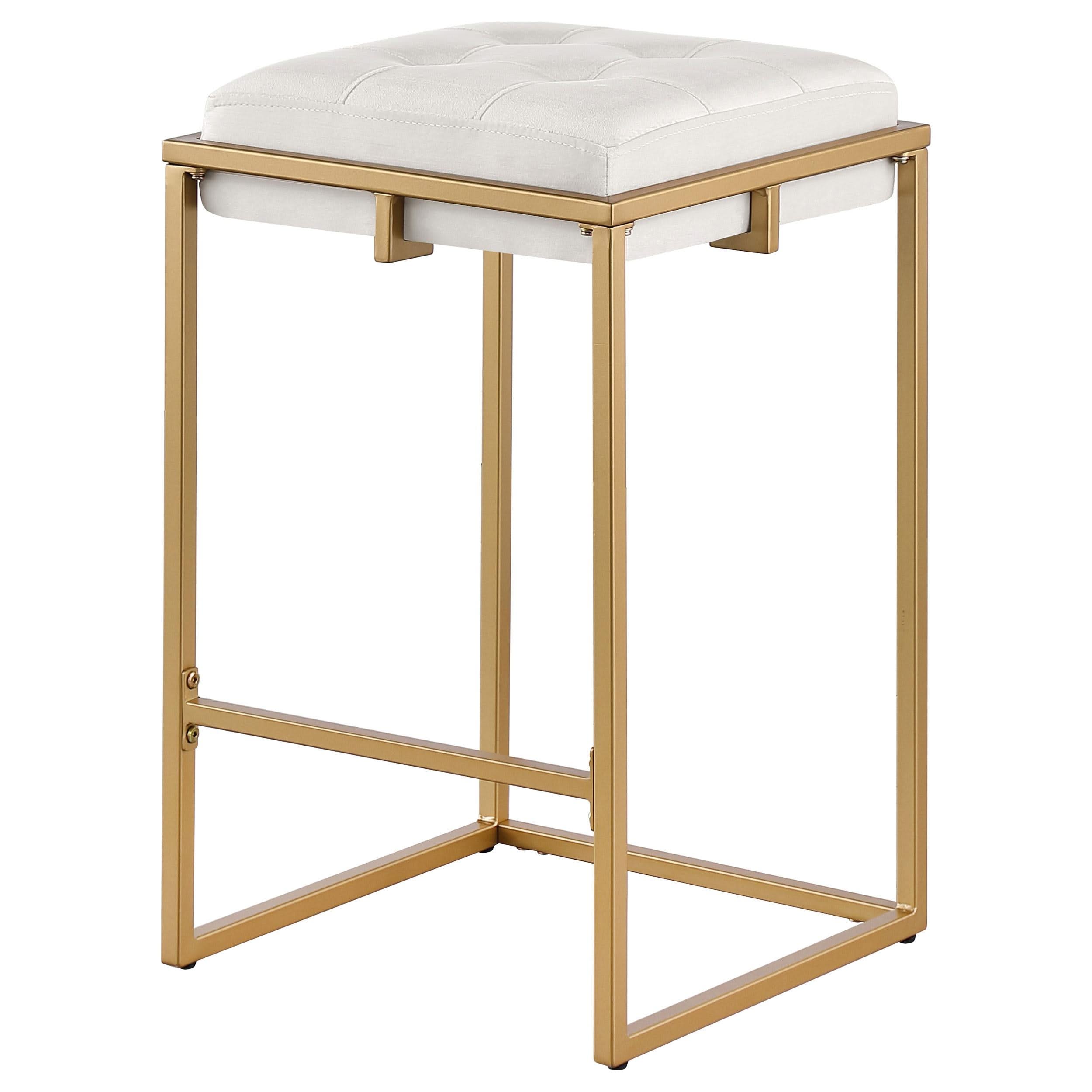 Taburete de bar Nadia tapizado sin respaldo beige (juego de 2)