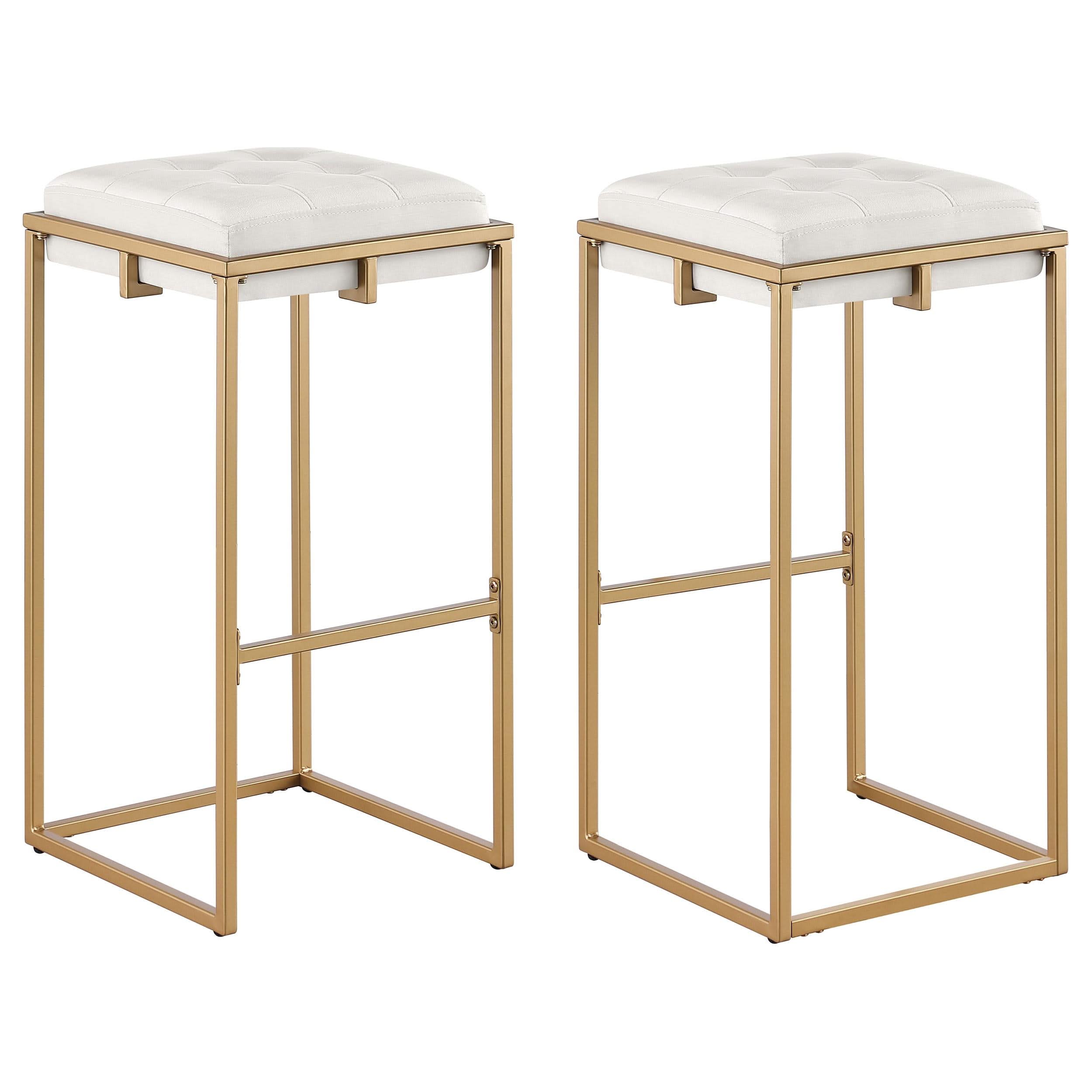 Taburete de bar tapizado sin respaldo Nadia beige (juego de 2)