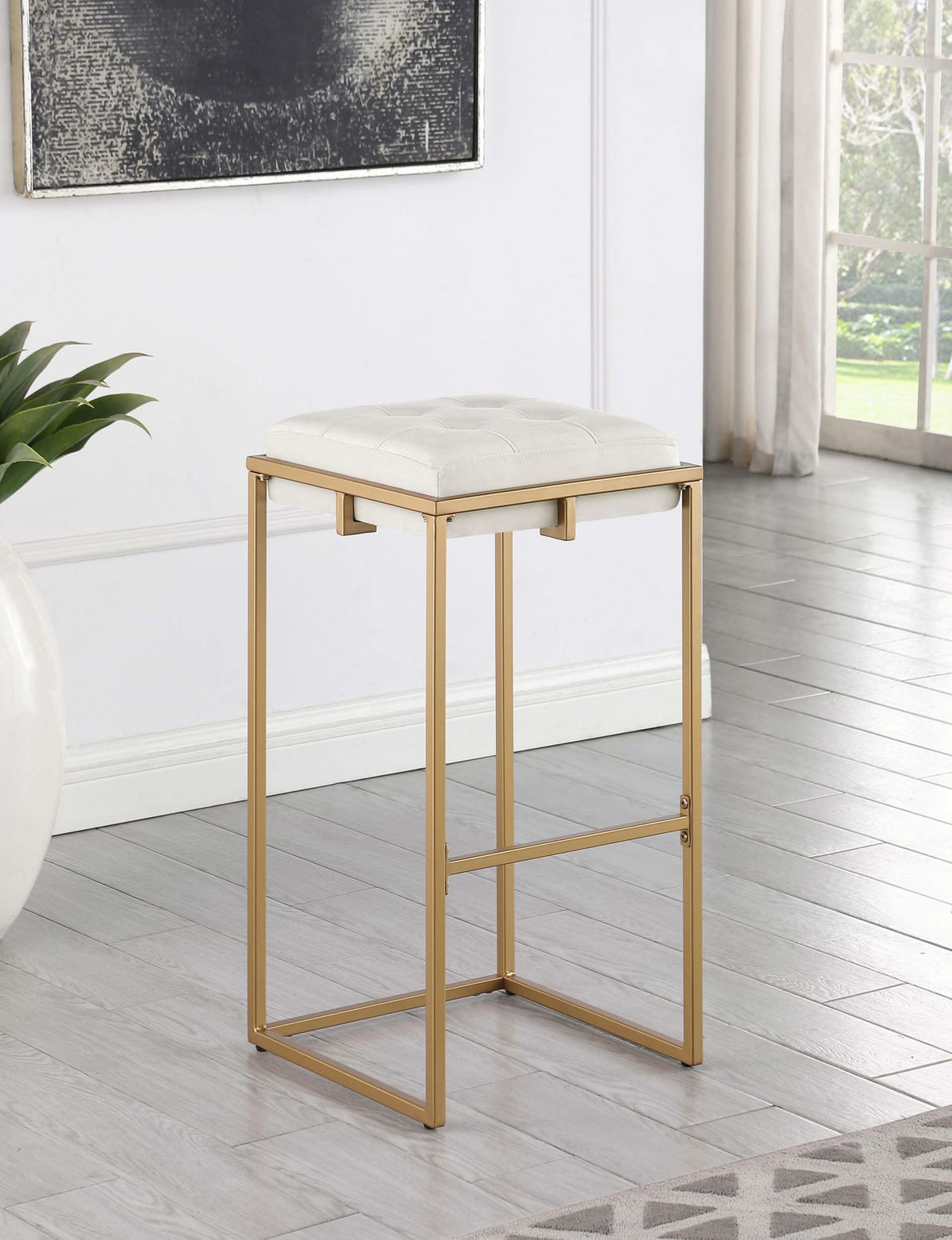 Taburete de bar tapizado sin respaldo Nadia beige (juego de 2)
