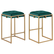 Taburete de bar tapizado sin respaldo Nadia verde (juego de 2)